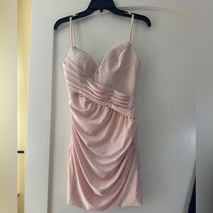 Elegant Pink Draped Dress